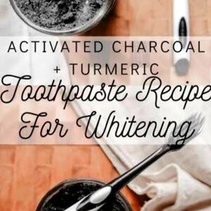 4/$15 Activated Charcoal and Turmeric Toothpaste Handmade Minty W/Toothbrush